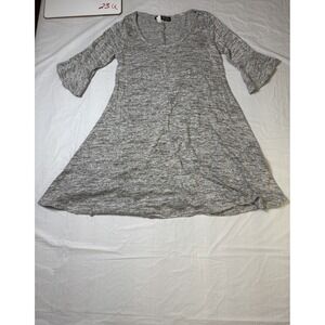 Womens French Atmosphere gray/white 3/4 sleeve dress, size Medium